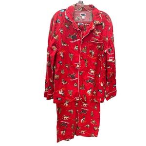 GAP Flannel Pajamas Ski Dogs Red Printed Cotton Size Medium